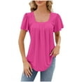 thumbnail image 3 of Fesfesfes Womens T Shirts Short Sleeve Shirts Summer Casual Blouse V Neck Loose Tunic Tops for Women 2XL(US:12), 3 of 6