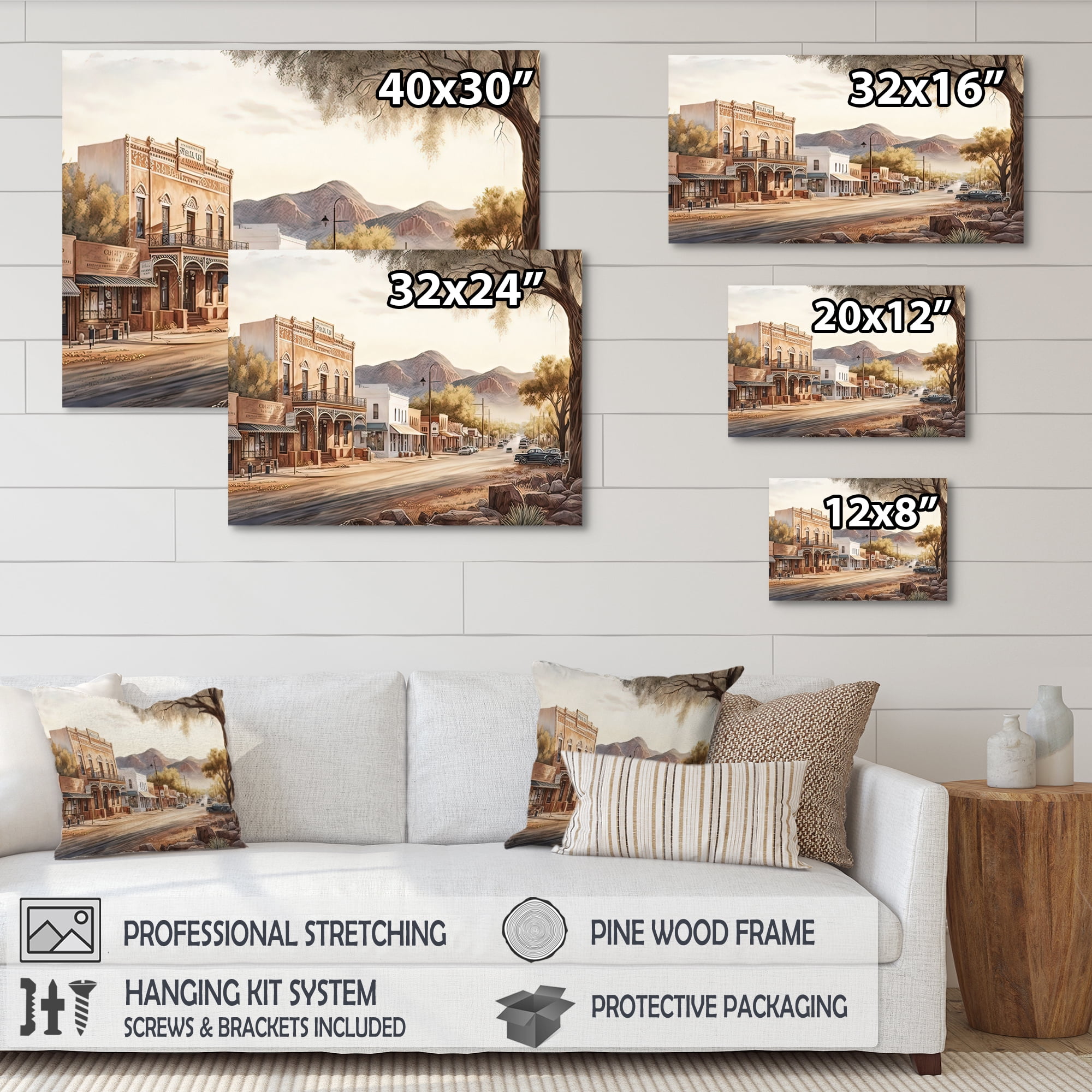 Designart Small Town Wild West IV Canvas Wall Art