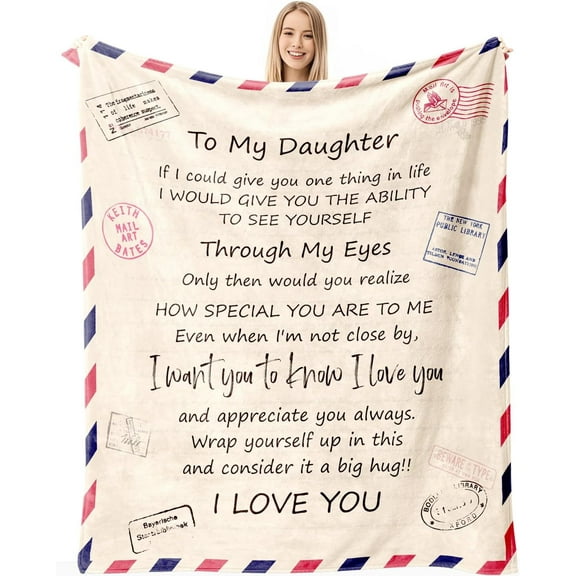 LHSHID Daughter Blanket Gift for Daughter for Mothers Day from Mom Daughter Gifts from Dad to My Daughter Letter Blanket for Bed Birthday for Daughter from Father 30x40in