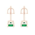 thumbnail image 4 of Clara Pucci 1Ct Emerald Emerald Cut VVS1 Screw Back Stud 14k Solid hypoallergenic Gold Designer Earrings For May, 4 of 7