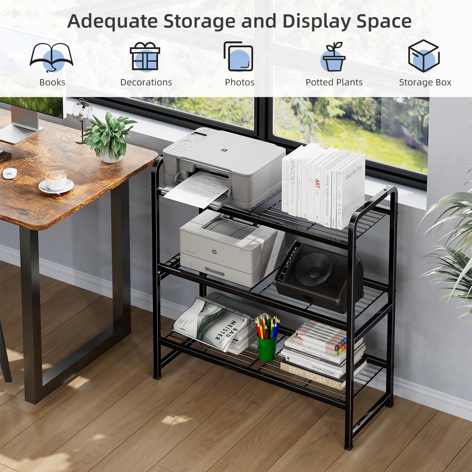 3-Tier 30" Wide Wire Shelving Unit Heavy Duty Metal Storage Shelves, 250 lb Load Capacity, Black
