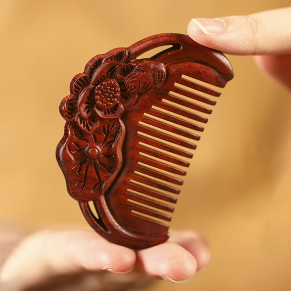 KAKOWELY 1Pcs Natural Wood Comb for Women with Detangler and Anti Static Feature 3.1x2.0x0.4in