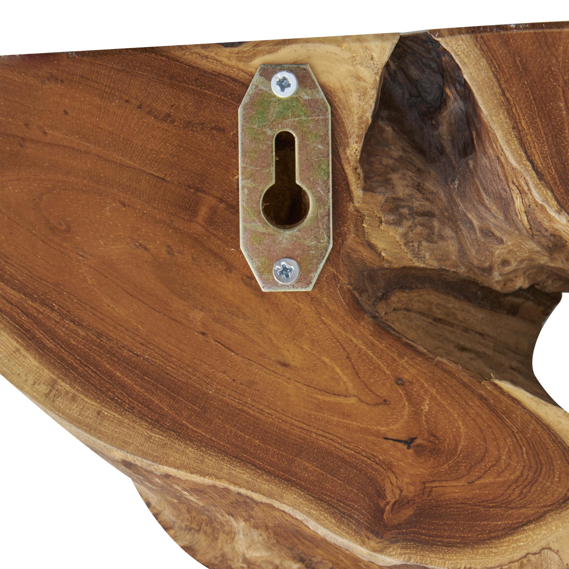 DecMode Brown Teak Wood Handmade Live Edge Wood Slab Abstract Wall Decor (6 Count)