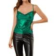 thumbnail image 4 of Unique Bargains Women's Sparkly Metallic Glitter Spaghetti Strap Camisole Tops S Dark Green, 4 of 6