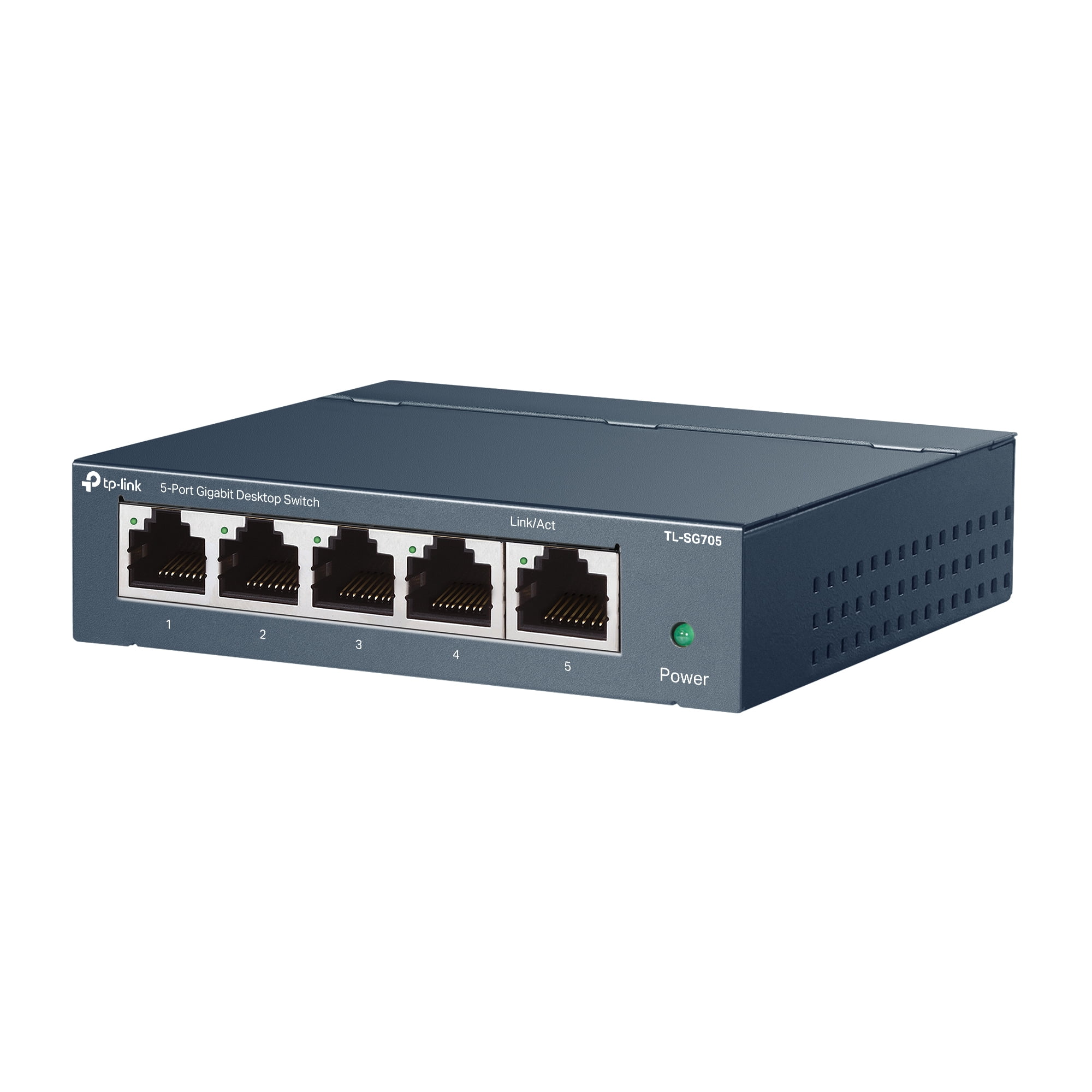 TP-Link 5-Port Gigabit Unmanaged Fan-less Switch In Durable Metal Casing.  Easily Expand Your Wired Network using this Plug-and-Play, Power Saving, Traffic Prioritizing (QoS) Switch - TL-SG705