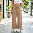 thumbnail image 4 of SYwaren Women's Baggy Sweatpants Casual Drawstring Elastic Waistband Solid Color Relaxed Fit Lounge Pants with Pockets, 4 of 5