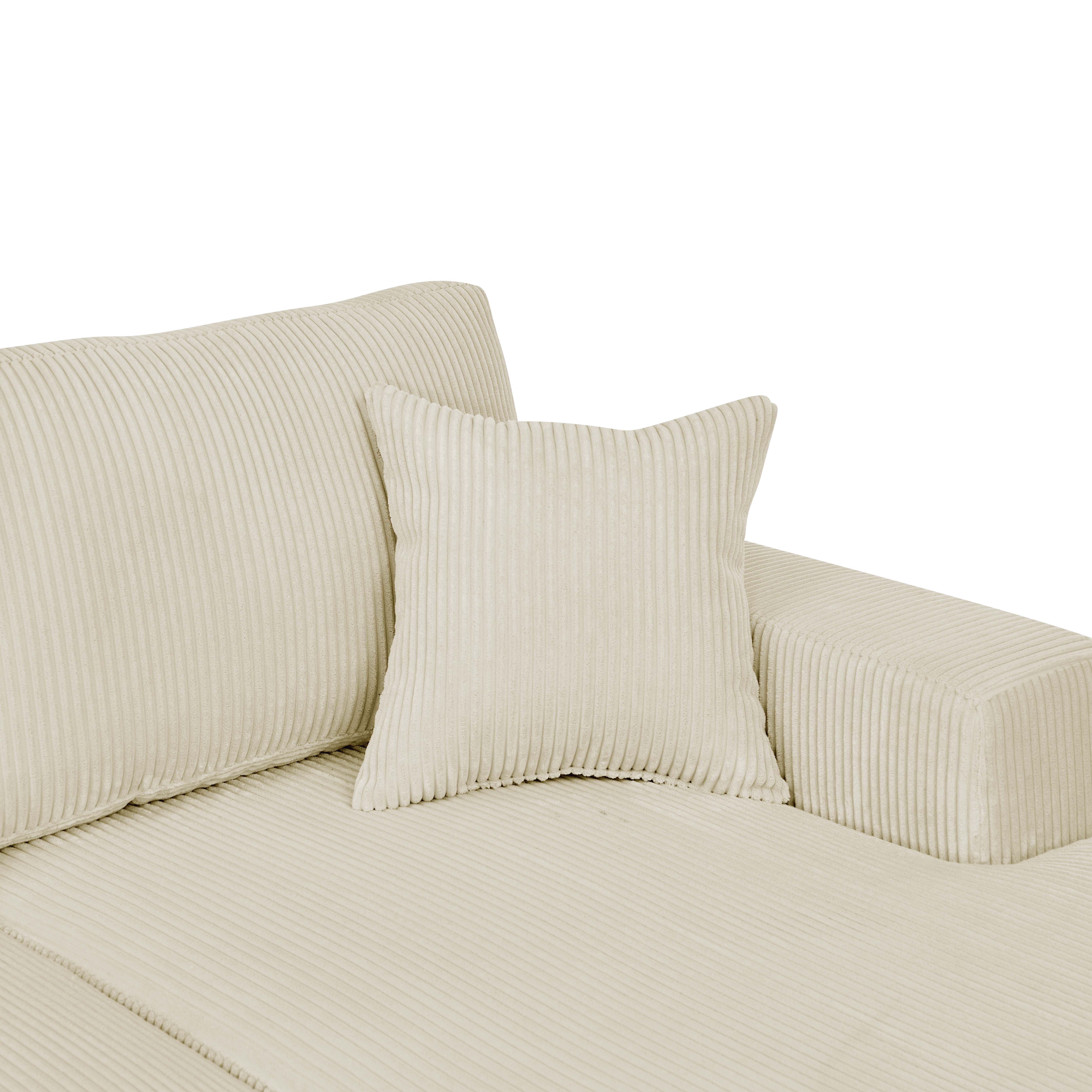 Howcool 120" Modular Sectional Sofa U Shaped Cloud Couch with Double‑Chaise, 4 Seat Corduroy Sofa with Washable Removable Covers for Living Room,Cream
