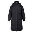 thumbnail image 6 of Women's 2025 Long Puffer Hooded Coat, Knee-Length Thickened Winter Jacket, Oversized Quilted Parka, Loose Fit Warm Coat, Casual Winter Outerwear Black XL, 6 of 6