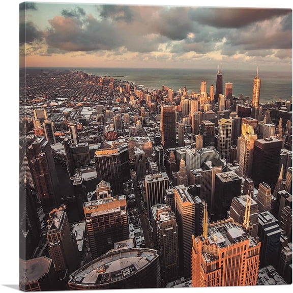 ARTCANVAS City of Chicago Square Canvas Art Print - Size: 12" x 12" (0.75" Deep)