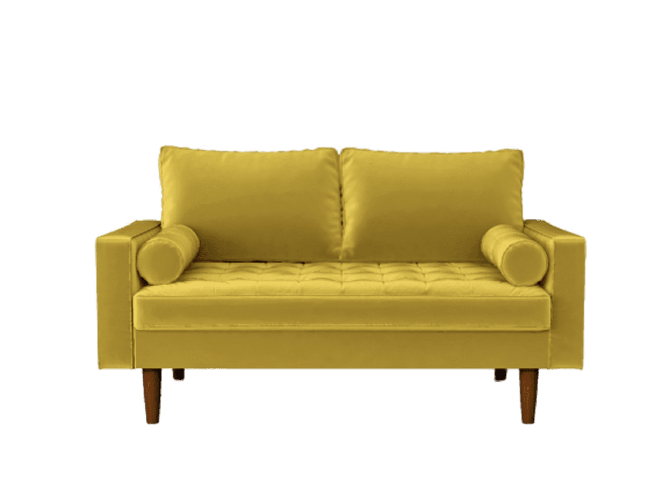 Uspridefurniture Helene 55.87'' Velvet Recessed Arm Loveseat,Yellow
