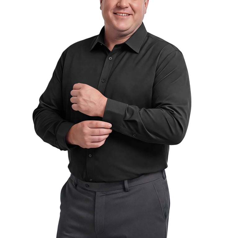 5xl black dress shirt CCRFTGI Dress Shirts for Men Big and Tall Long Sleeve Business Casual Collared Button Down Dress Shirts Formal Dating Shirts Black 5XL, Women's