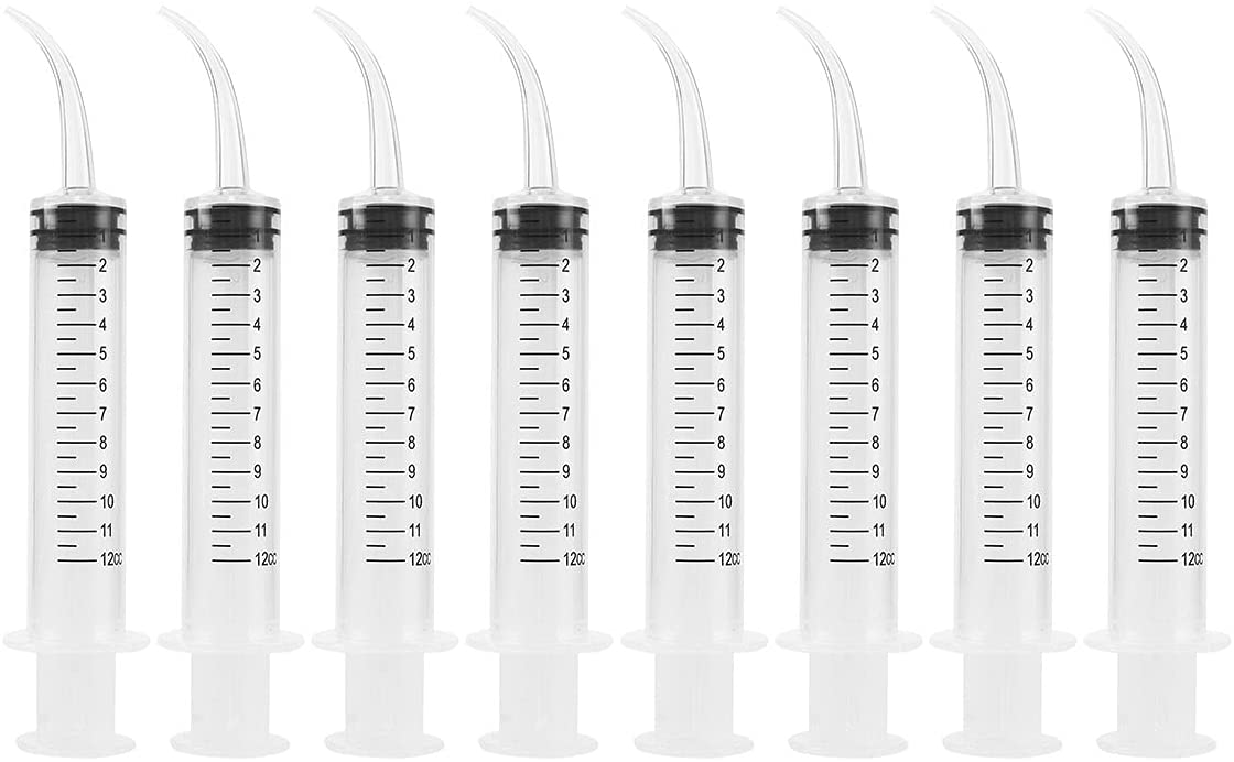 hautoyo Disposable Dental Irrigation Syringe with Curved Tip for Dental