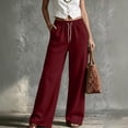 thumbnail image 2 of Resicozy Womens Wide Leg Sweatpants High Waisted Baggy Drawstring Joggers with Pockets Casual Lounge Wear Wine L, 2 of 5