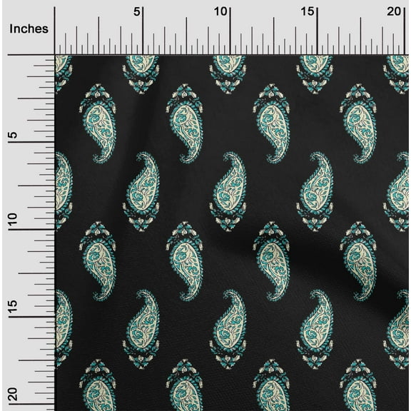 oneOone Cotton Poplin Twill Black Fabric Ethnic Block Craft Projects Decor Fabric Printed By The Yard 56 Inch Wide