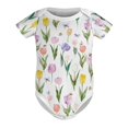 thumbnail image 5 of Watercolor Tulips Bees Butterflies Onesie Bodysuit for Baby Boy Girl Colorful Floral Boho Short Sleeve Bodysuit T-Shirt Cotton, 5 of 7