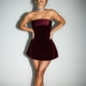 thumbnail image 5 of Vestido Mini Ajustado con Hombros Descubiertos para Mujer, de Terciopelo, Corte A, para Fiesta y Club. Rojo S, 5 of 9