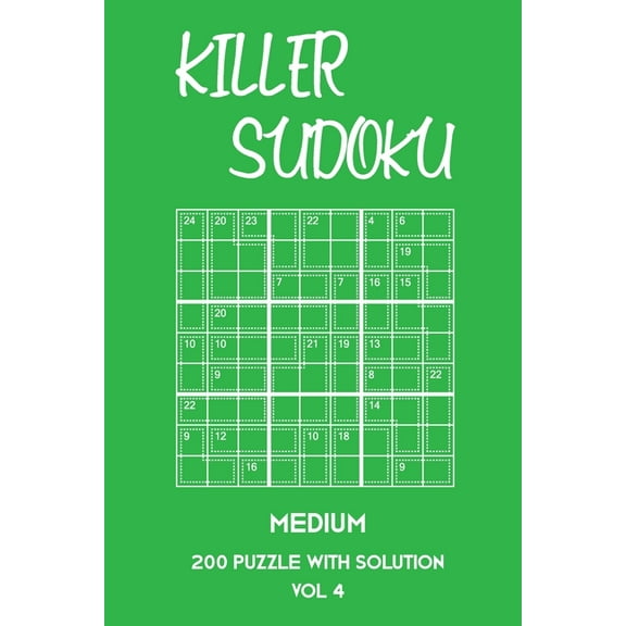 Killer Sudoku Medium 200 Puzzle WIth Solution Vol 4: 9x9, Advanced sumoku Puzzle Book, 2 puzzles per page (Paperback)
