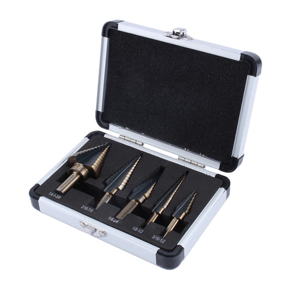 EBTOOLS Drill Bit,5pcs/Set HSS Large Cobalt Hole Step Drill Bit Cutter Tools w/Aluminum Case