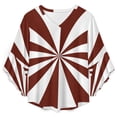 thumbnail image 4 of Aesthetic Oxide Red And White Sunburst Women's V-Neck Blouse With 3/4 Ruffled Bell Sleeves Casual Top Ladies Blouses, 4 of 7