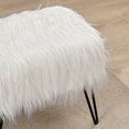 thumbnail image 4 of Home Soft Things Mongolian Faux-Fur Ottoman with Black Metal Legs, Antique White - 19" x 13" x 17", 4 of 8