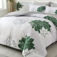 thumbnail image 3 of Flymme Floral Comforter Set Queen Size,7 Pieces Bed in a Bag Green Flower Print on Gray Bedding Set,Botanical Comforter Set with Sheets for Bedroom Decor, 3 of 8