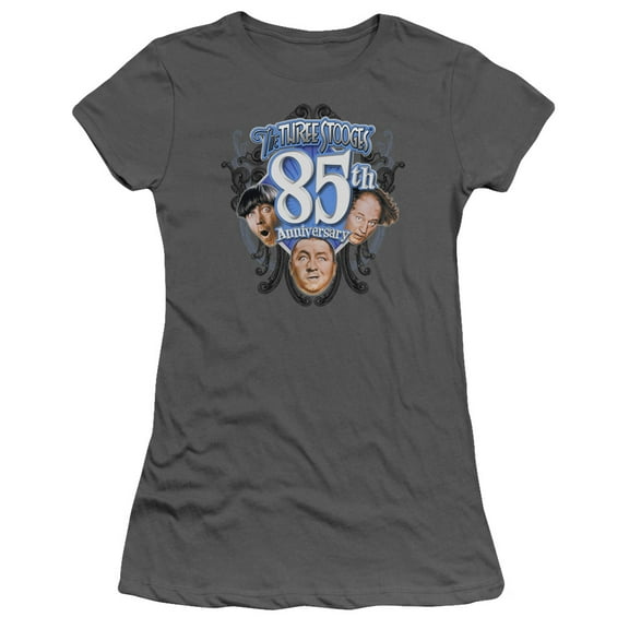 Three Stooges 85Th Anniversary 2 S/S Junior Women's T-Shirt Sheer Charcoal