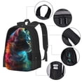 thumbnail image 2 of Balery Neon Spectrum Cat Portrait Mochila para hombre y mujer - Tela Oxford 600D resistente - Gran capacidad, resistente al agua, ideal para la escuela, viajes y senderismo, 2 of 6