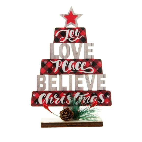 yievot Wooden Christmas Tree Letters Painted Desktop Small Christmas Tree Decoration Holiday Decoration
