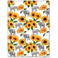 thumbnail image 4 of Elephant Sunflower Throw Blanket Warm Cozy Plush Bed Blankets for Sofa Couch Bedroom,Sunflower Elephant Gifts for Women Adults 50"X40", 4 of 6