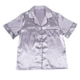 thumbnail image 3 of Women’s Short Sleeve Button Down Silky Satin Pajamas For Adults - 2 Piece Shorts Set, Sizes Small To X-Large, 3 of 4