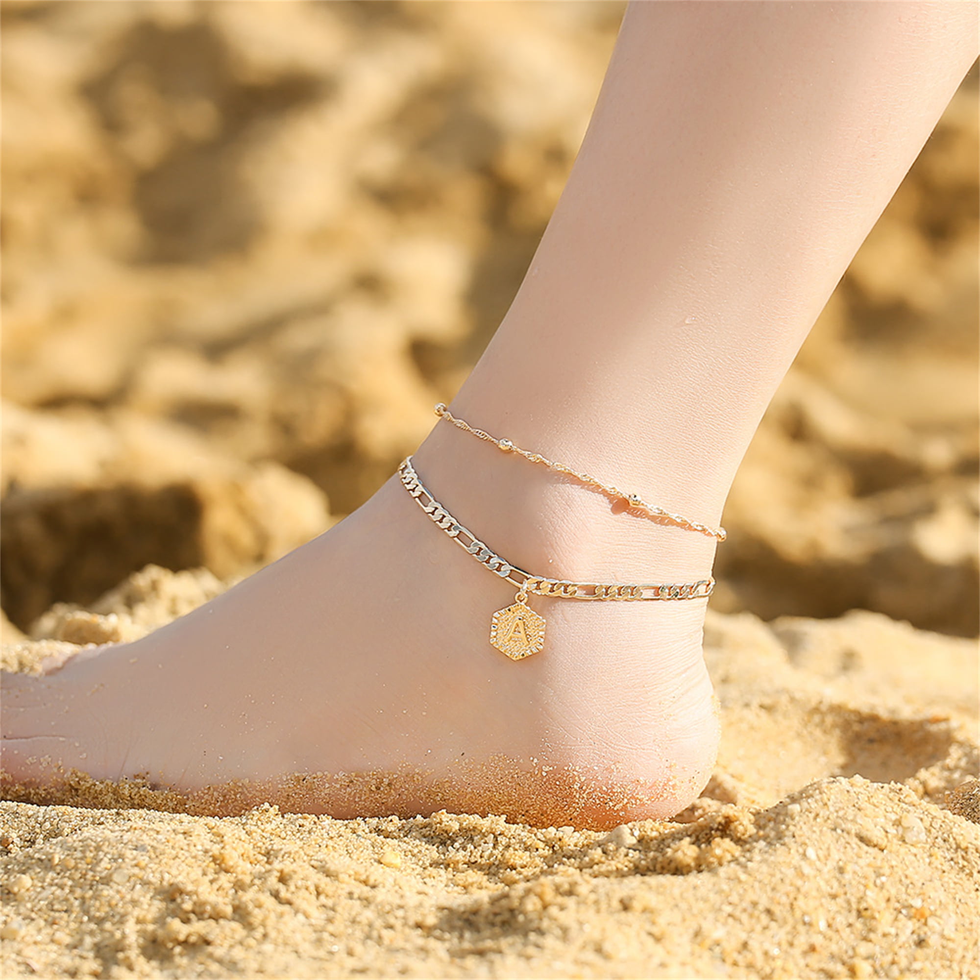 TINGN Layered Gold Ankle Bracelets for Women 14K Gold Plated Handmade  Paperclip Chain Layered Bar Anklet