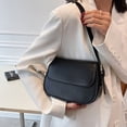 thumbnail image 5 of Nuevo bolso de hombro de PU de moda, bolso cruzado retro de gran capacidad para mujer, color negro, 5 of 5