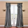 thumbnail image 6 of Ruched Jet Black 120 x 50-Inch Faux Silk Taffeta Curtain Single Panel, 6 of 7