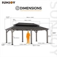 thumbnail image 2 of SUNJOY 12 x 20 ft. Wood Gazebo, Outdoor Patio Aluminum Hardtop Gazebo, Cedar Framed Wooden Gazebo with 2-Tier Roof, Suitable for Patios, Lawn and Backyard, Matte Black Roof  and Gray Wood Frame, 2 of 11