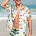 thumbnail image 4 of Uemuo Dinosaur Printed Regular Fit Short Sleeve Casual Hawaiian Shirt for Men,Aloha shirt,Tropical shirt,Floral print shirt,Vacation Beach shirt-X-Large, 4 of 9