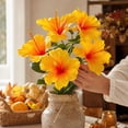 thumbnail image 4 of Artificial Silk Hibiscus Flowers Bouquet Faux Tropical Floral Stems for Living Room Table Vase Centerpiece, 4 of 7