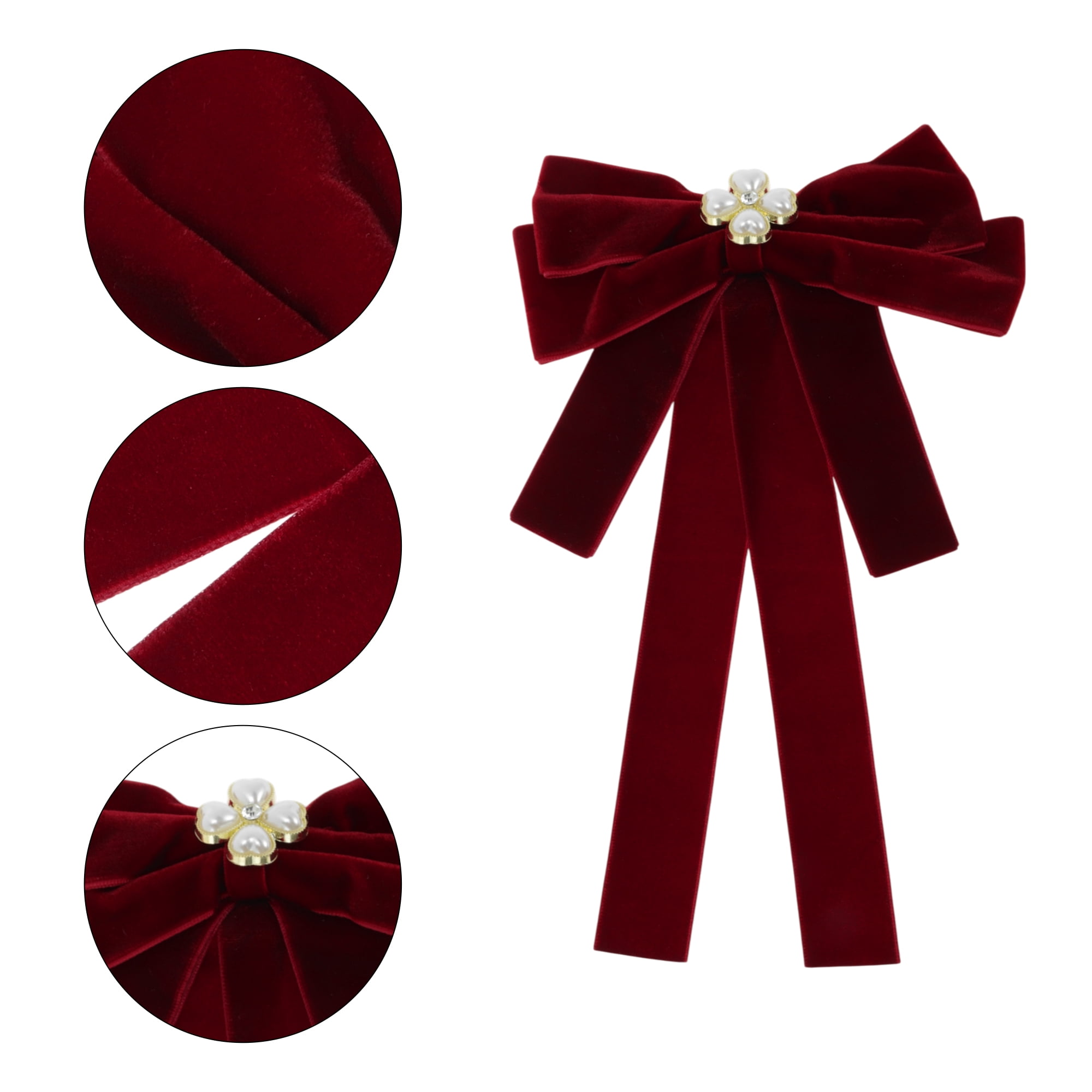Unique Bargains Bowknot Ribbon Bow Brooch Neck Tie Light Red