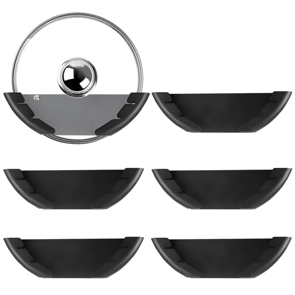 Universal Pot Lid Organizer for Cabinet Pan Lids Organizers Holder Fits 6" to 13" 6 Pcs Black