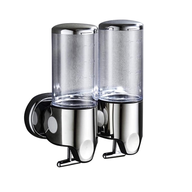 Yuarrent Dispensador de jabón de ducha doble de acero inoxidable, soporte suave, caja de plástico Manual, accesorios de baño, suministros para el hogar Juegos de accesorios de baño Transparente Yuarrent HA011287-01B