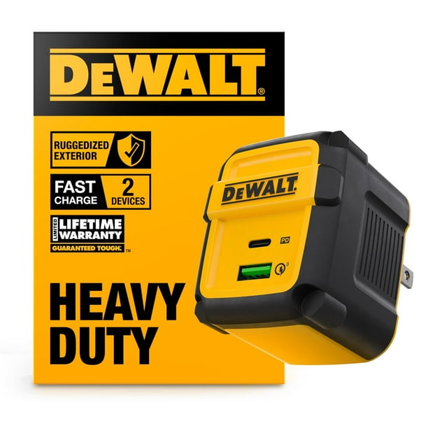 DEWALT 49.5W USB & USB C Charger (Cable Not Included), 2 Port Compact Foldable Fast Charger for iPho