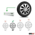 thumbnail image 4 of OMAC 15" Wheel Covers Guard Snap on Silver Hub Caps fit R15 Tire Steel Rim 4 Pcs Set, 4 of 10
