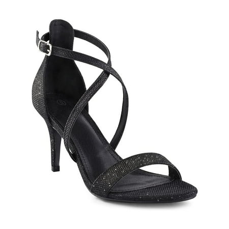 

Mysoft Women s Fashion Black Crossed Open-Toe Stiletto Sandals Size 6