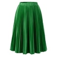 thumbnail image 5 of Agnes Orinda Women's Plus Size Pleated Stretchy High Waist Metallic Shiny Midi Skirt 1X Green, 5 of 7