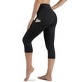 thumbnail image 5 of FLEXVIBE Women's High Waist Capri Yoga Leggings with Pockets,4-Way Stretch & Tummy Control for Workout,Black - M(US), 5 of 9