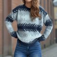 thumbnail image 4 of PiGOGI Women's Fashion Fall Winter Knit Loose Long Sleeve Round Neck Pullover Sweater Blue S, 4 of 6