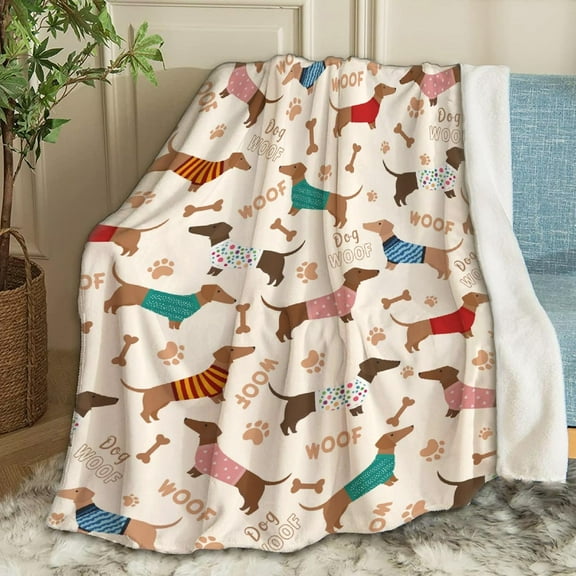 Cute Dachshund Blanket Gifts Plush Fuzzy Cozy Soft Lightweight Blankets for Couch Air-Conditioning Quilts Decor Blanket for Chirstmas Gifts 50"x40" for Kids