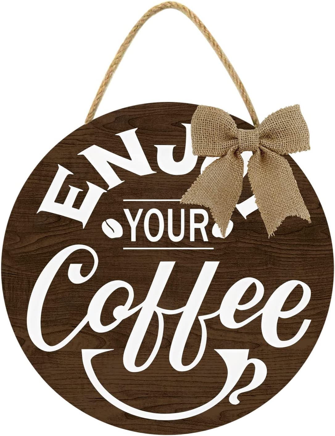 Eveokoki 11" Coffee Bar Wall Signs Decor, Enjoy Your Coffee Sign