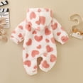thumbnail image 3 of Unisex Newborn Baby Fuzzy Hooded Romper, Multiple Colors Available, Soft Warm Bear Heart Pattern One Piece Jumpsuit, Infant Long Sleeve Snap Bodysuit for Fall Winter Daily Wear Size 0-12 Months, 3 of 7
