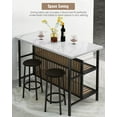 thumbnail image 4 of AWQM 3 Piece Bar Table Set, Industrial Counter Height Table with Bar Stools Set of 2,Marble Dining Table Set with Storage Shelves, Modern Pub Table and Chairs Set for Small Space,Kitchen,White, 4 of 8