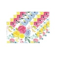 thumbnail image 4 of MKHERT Watercolor Floral Pattern Pink Blue Yellow Flowers Placemats Table Mats for Dining Room Kitchen Table Decoration 12x18 inch,Set of 4, 4 of 4
